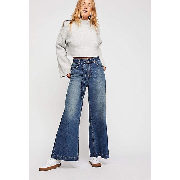 Free People Ringer Wide Leg Denim Trouser